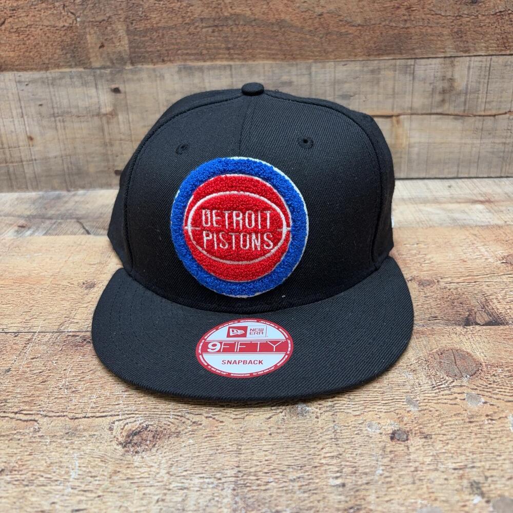 Detroit Pistons Hat Cap Snap Back Mens One Size Black NBA Basketball New Era